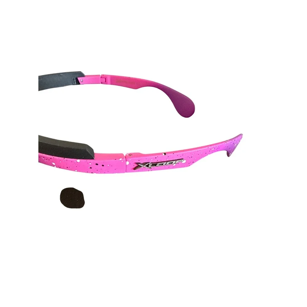 X-Loop Mirrored‎ Lens Sunglasses Pink Purple Speckled Sporty Shield Women's